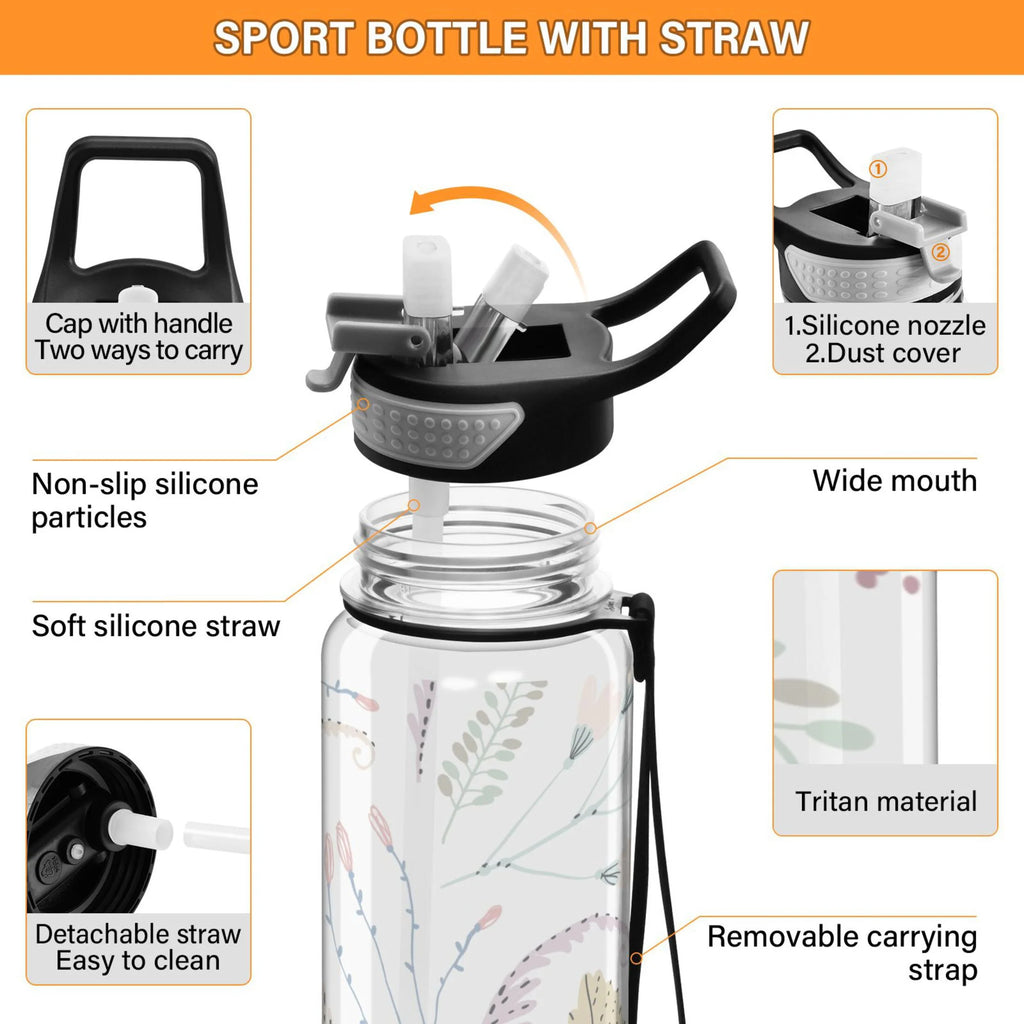 Clear 32oz Tritan Water Bottle with Straw U3253