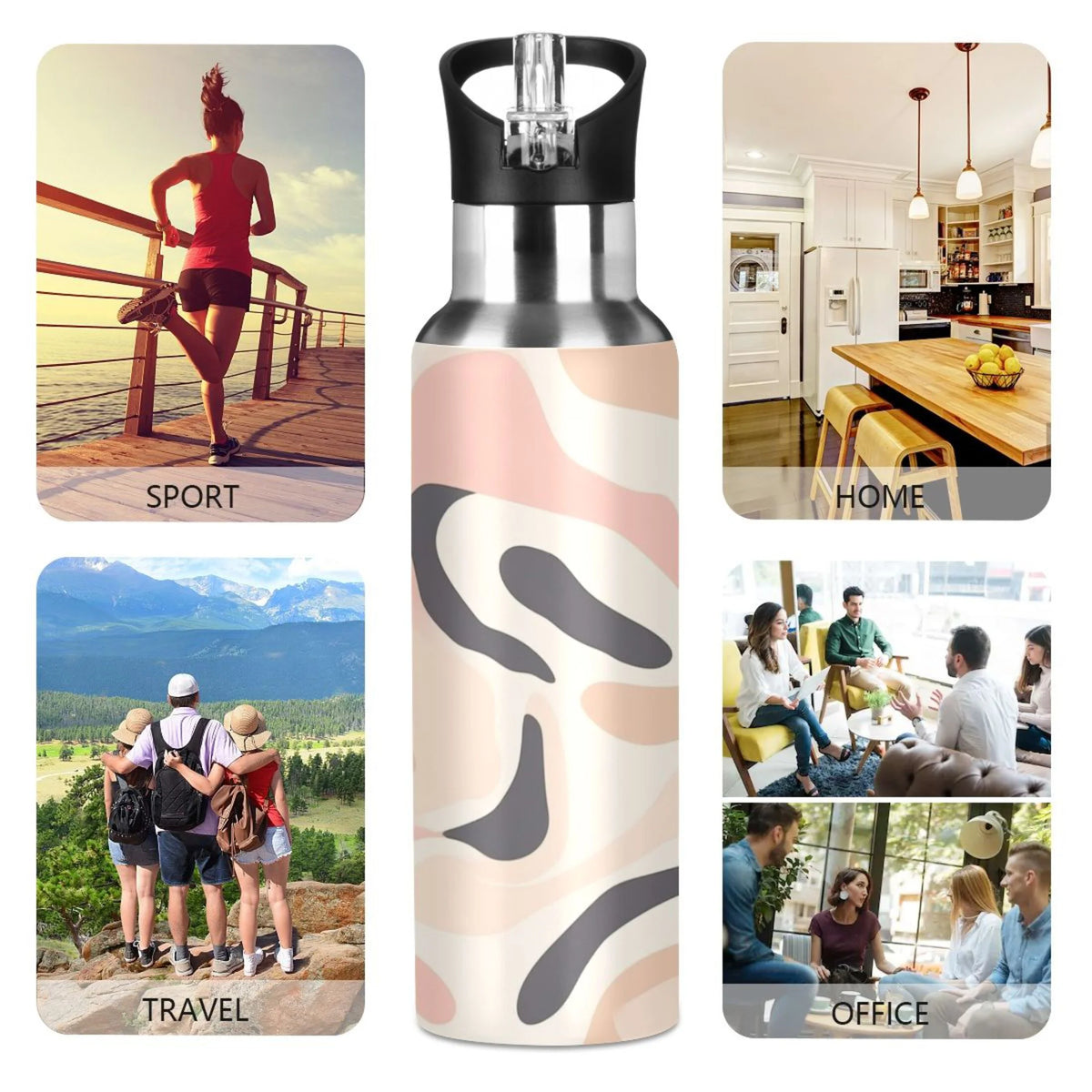 Insulated Stainless Steel Water Bottle with Straw Lid 20 oz I437191