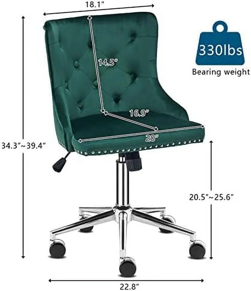 Olive Green Velvet Upholstered Adjustable Rolling Swivel Office Chair W673546