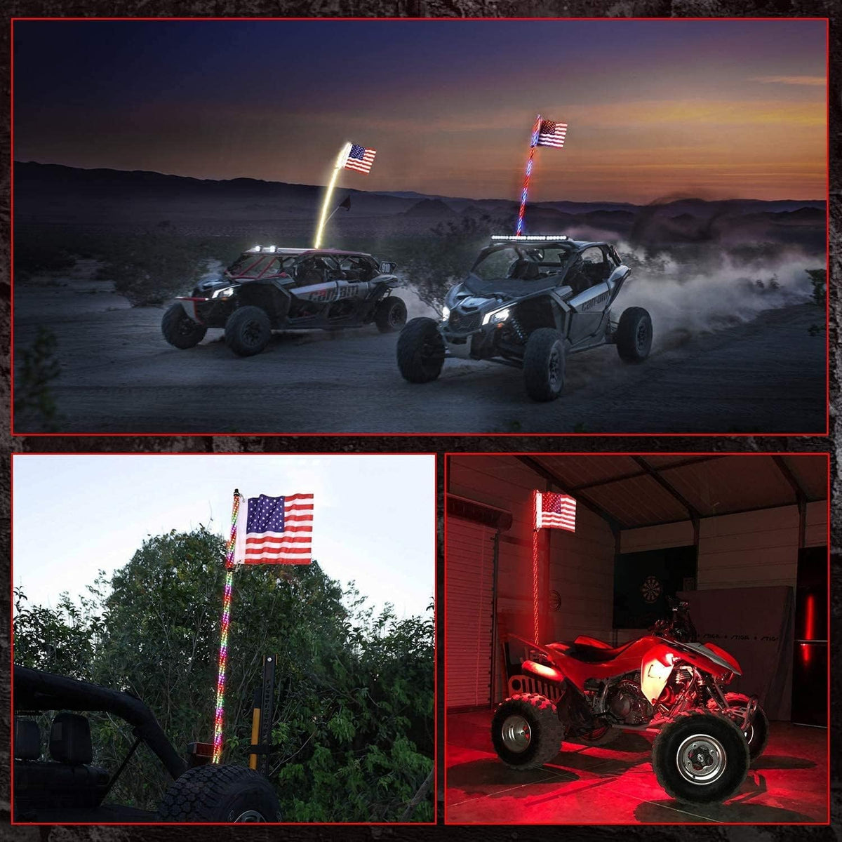 Pack of 2 LED RGB Whip Lights for Offroad UTV ATV X3885