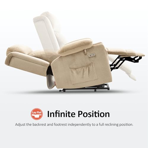Large Dual Motor Power Lift Recliner Chair with Massage and Heat, Fabric (Grey, Large) R989