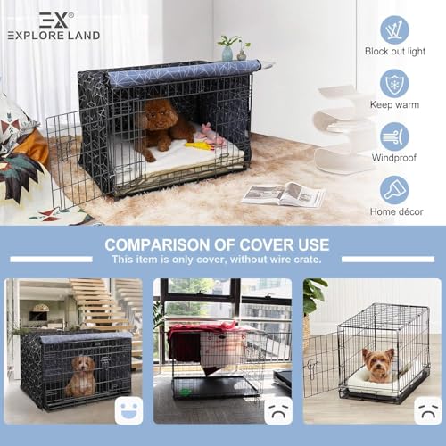 Dog Crate Cover Heavy Duty Polyester Pet Kennel Sunshade 42 inches Black Q558