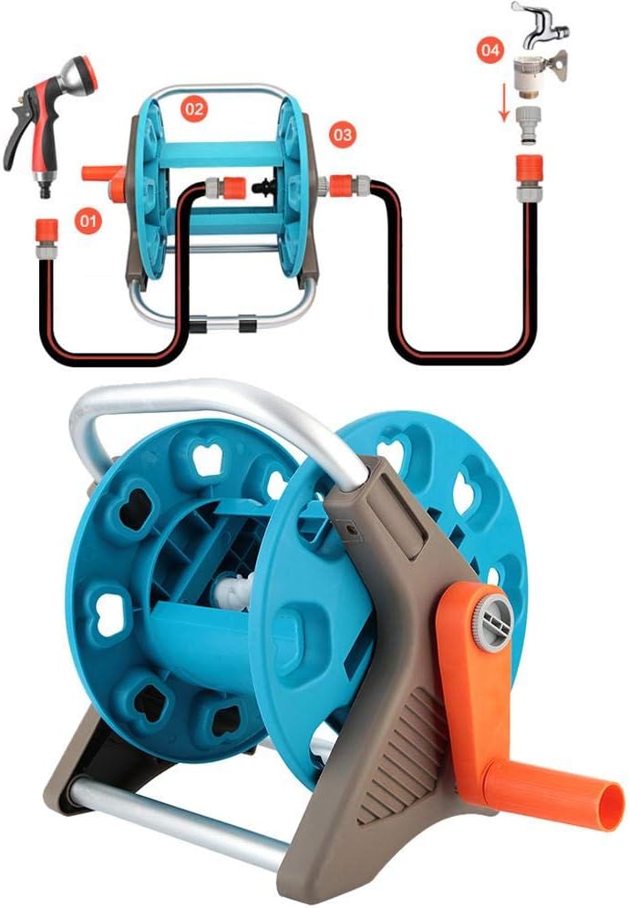 Garden Hose Reel Cart with Storage Holder Rack Q466394
