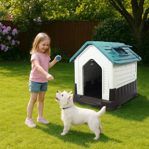 Waterproof Plastic Dog House with Air Vents and Elevated Floor Q8699