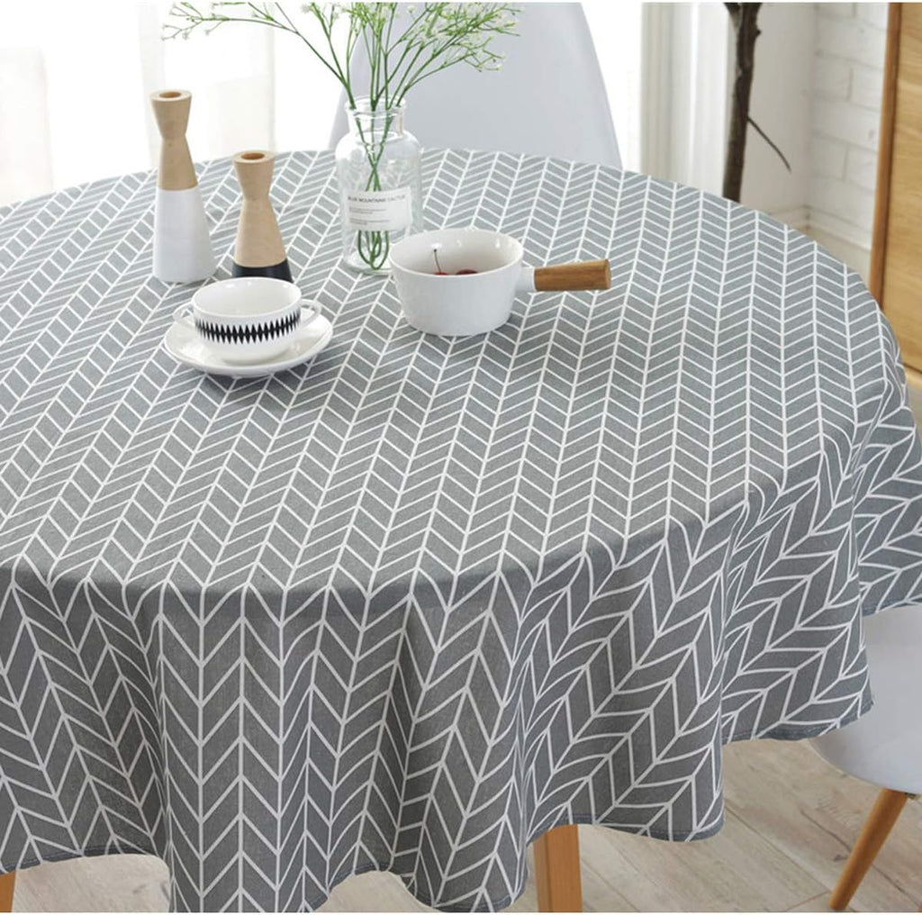 Round 60 Inch Cotton Linen Tablecloth V32712