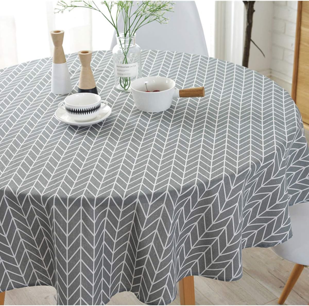 Round 60 Inch Cotton Linen Tablecloth V32712