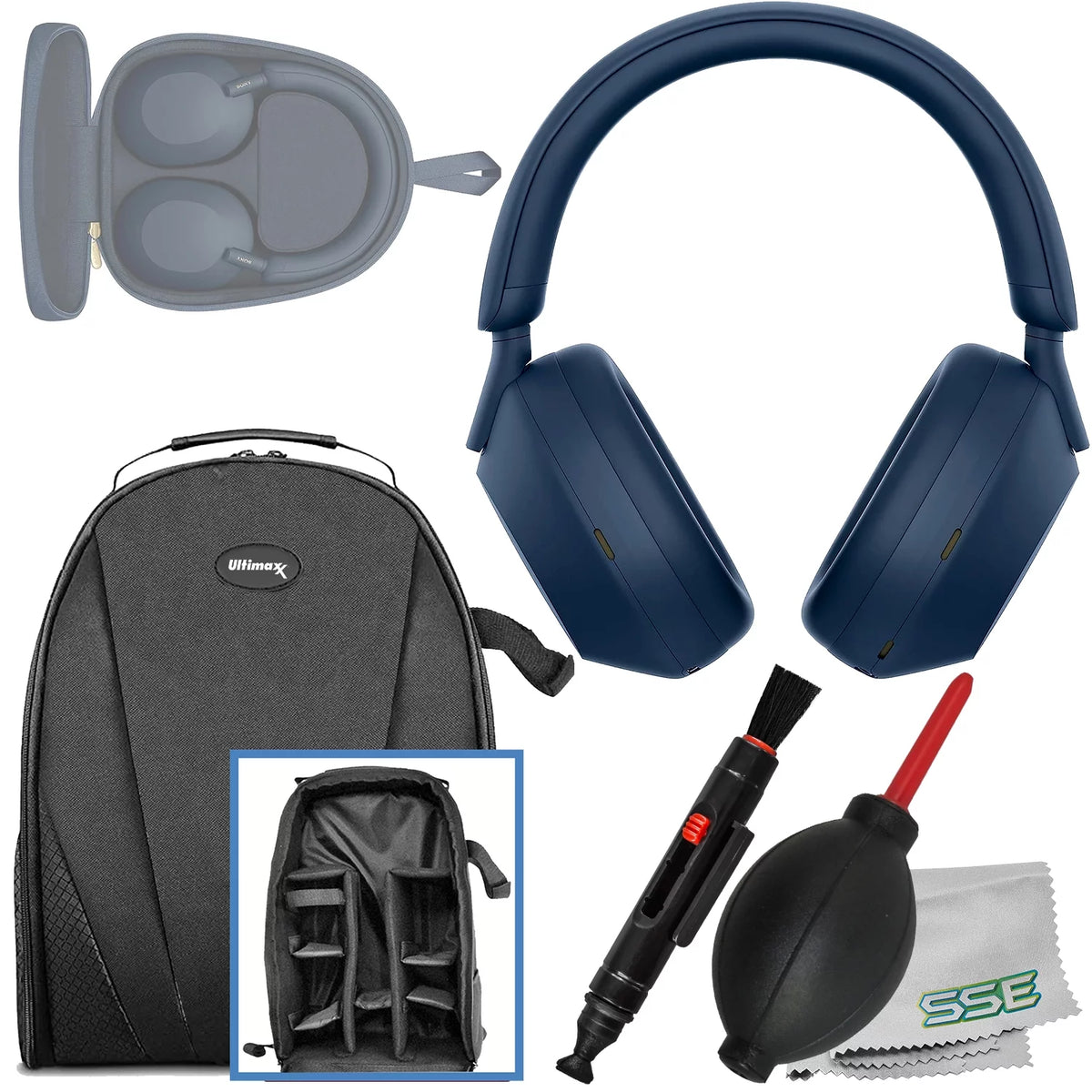 Blue Noise-Canceling Wireless Over-Ear Headphones Bundle M1255