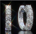 14K White Gold Hoop Earring with Lab Grown Diamond W7697