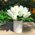 Cream Silk Tulips in White Ceramic Vase F5318