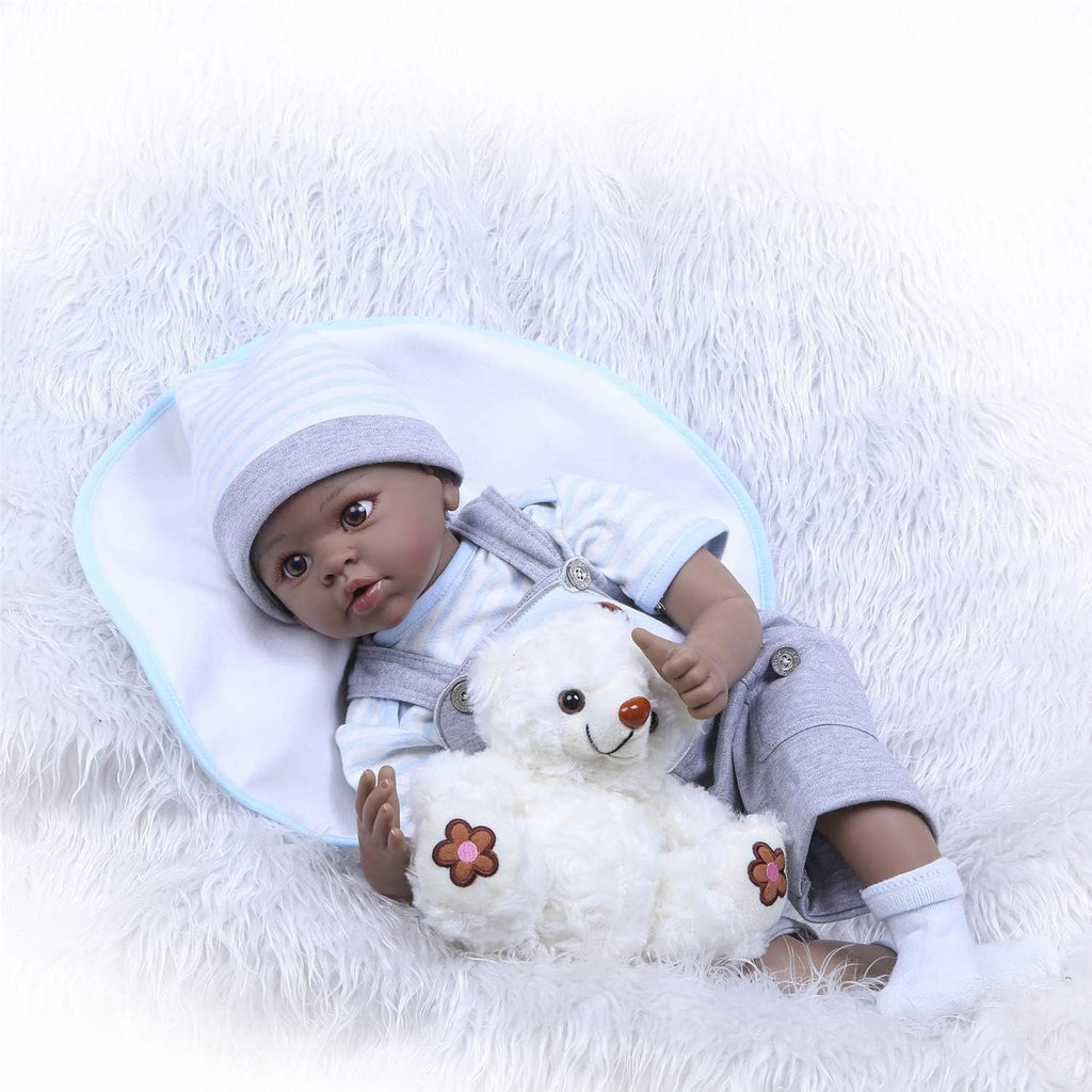 22 African American Reborn Baby Dolls 55cm Dark Skin Lifelike Newborn Dolls Twins J267
