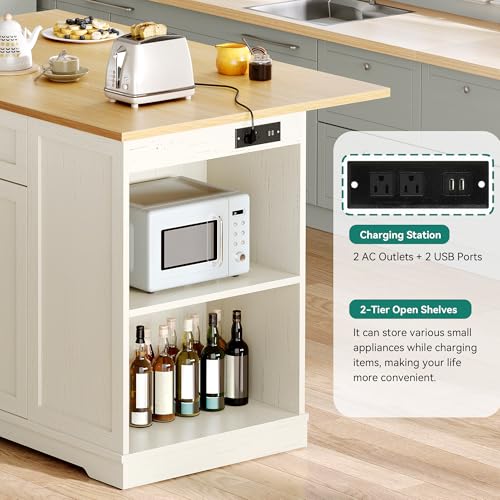 50" Rolling Kitchen Island with Drop Leaf N656