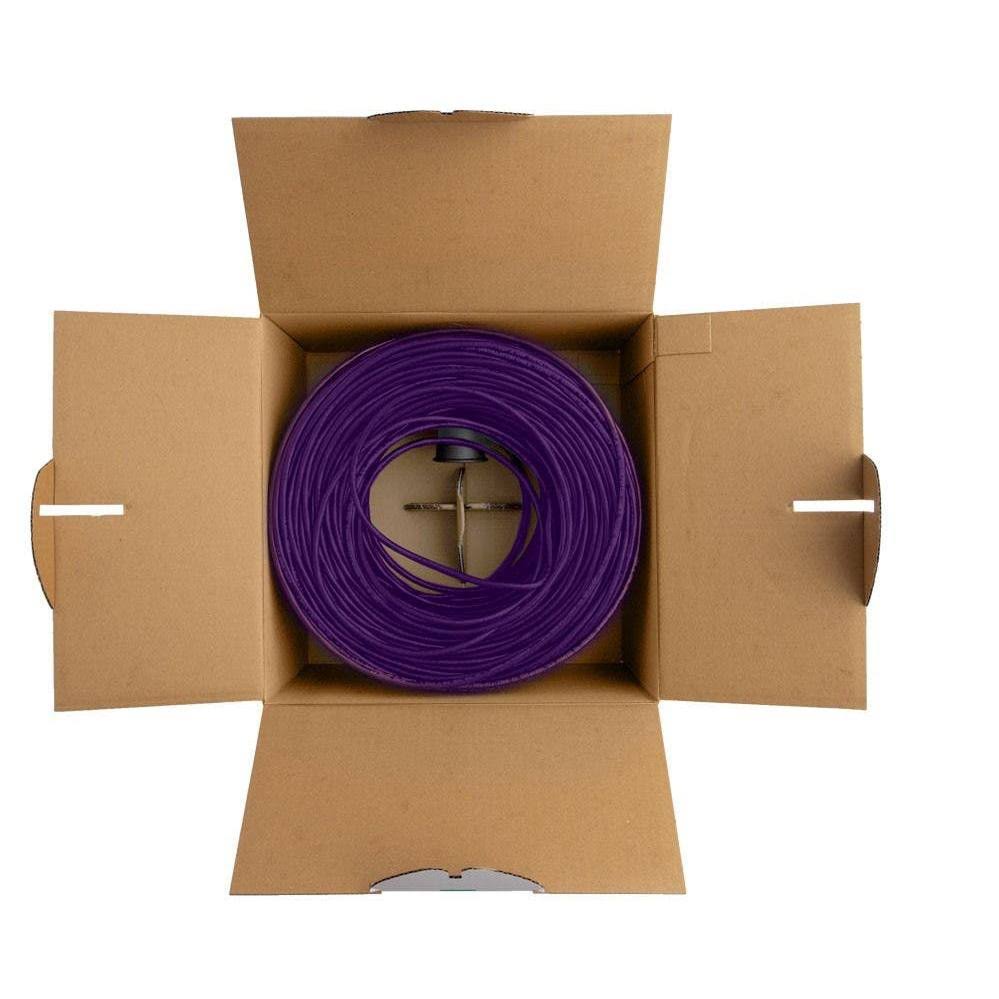 Cat6 Ethernet Bulk Cable, Solid, 550Mhz, UTP, CMR, Riser-Rated, Pure Bare Copper WIRE, 23AWG, 500ft, Purple, (UL) Z35045