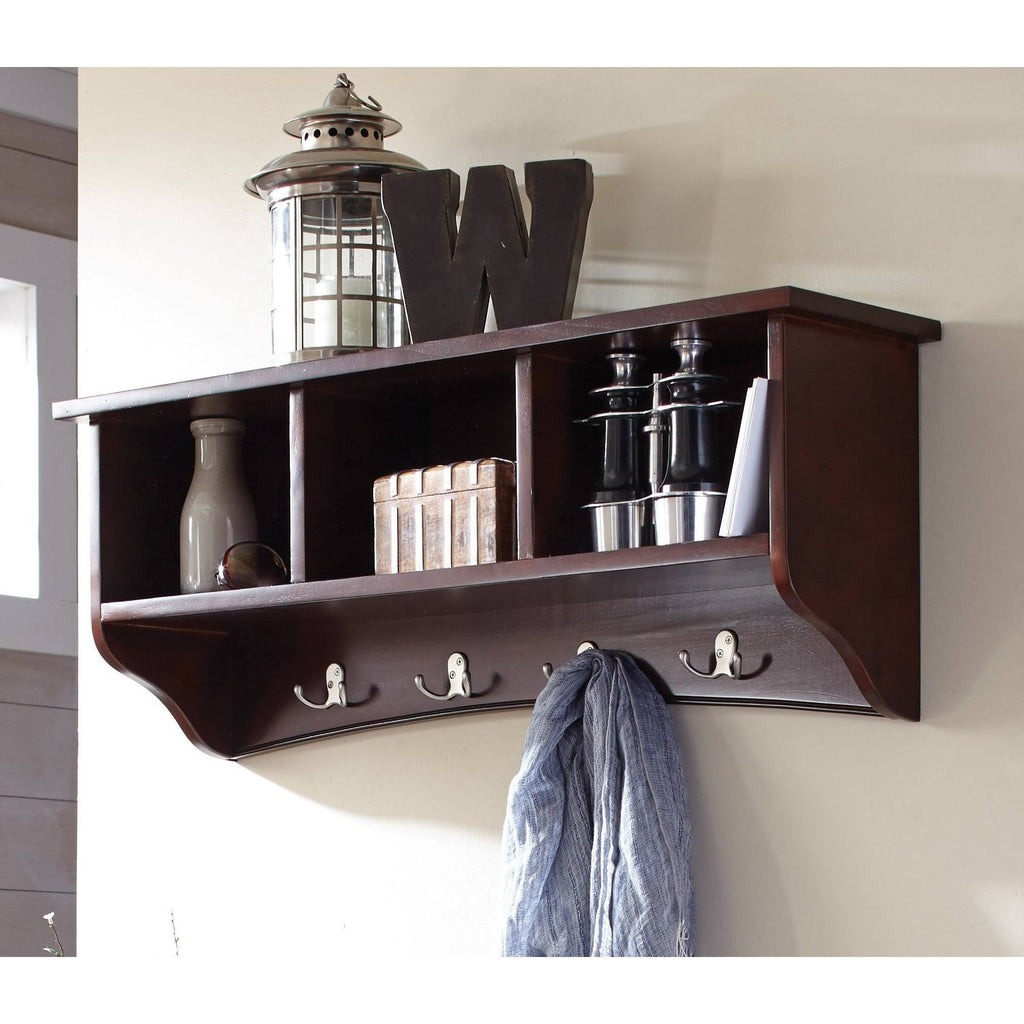 Espresso Coat Hooks with Storage I7277