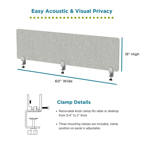 Light Grey 48" W x 18" H Desk Divider H2526