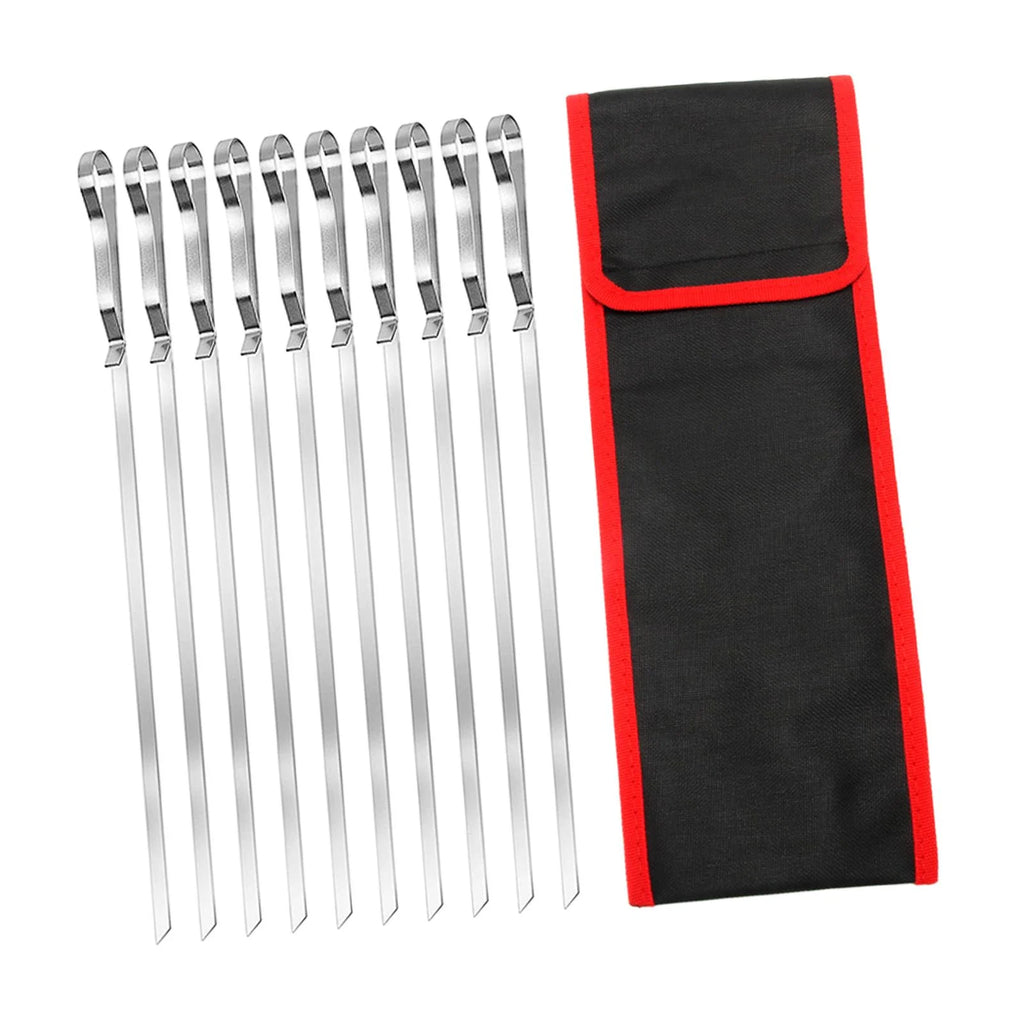 10 Pieces Barbecue Skewer Fork with Cloth Bag G546395
