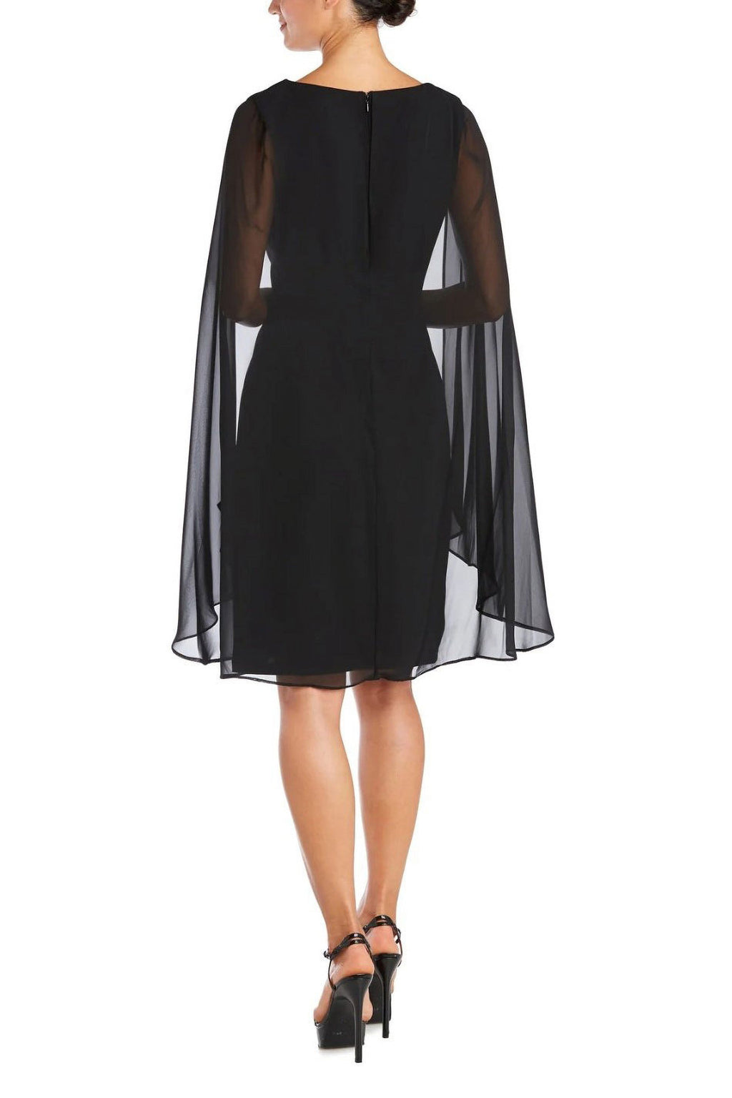 Black Stretch Chiffon Sleeveless Evening Sheath Dress L911690