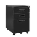 Black 3-Drawer Mobile Metal File Cabinet with Keys M97720