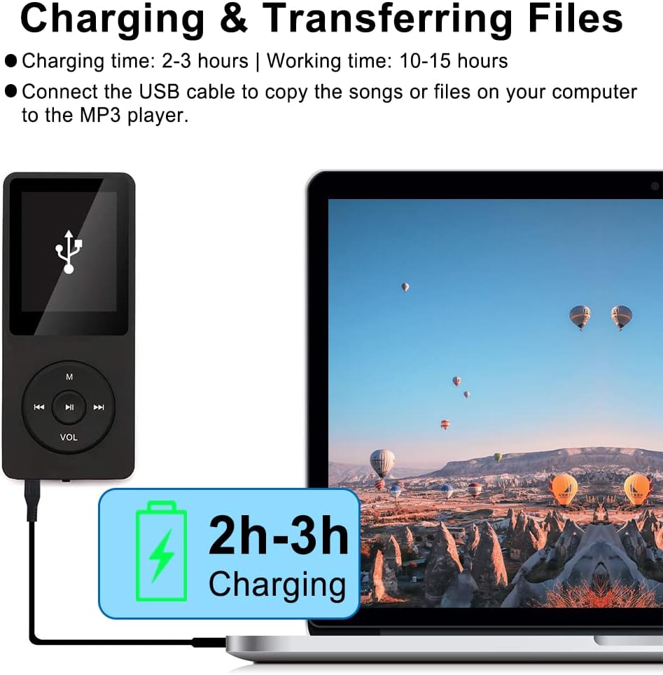 32GB Bluetooth MP3 Player with Speaker, FM Radio, Voice Recorder, Alarm Clock, Supports up to 128GB, Including Earphones F222
