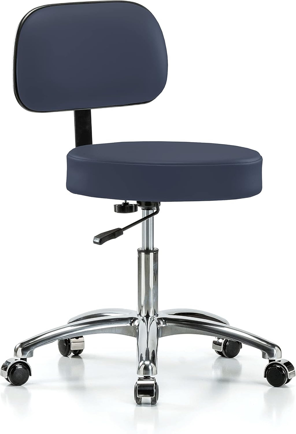 Chrome Height Adjustable Exam Stool with Back I3493