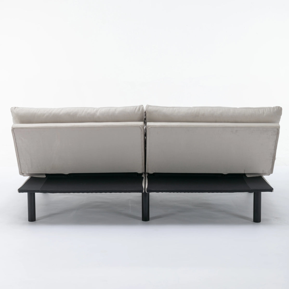 White Velvet Futon Sofa Bed with Adjustable Armrests G2905