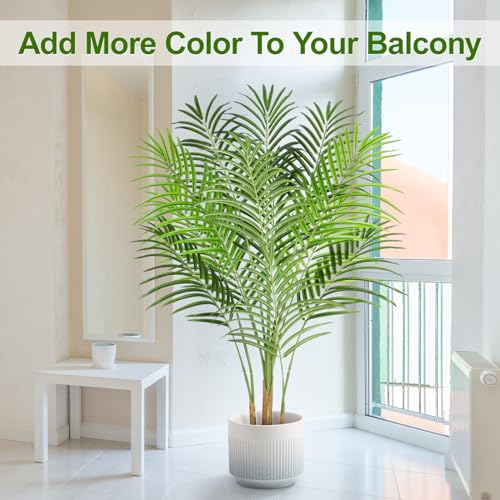 5ft Artificial Palm Tree in Pot with Real Bark Design Faux Areca Palm Tree I538306