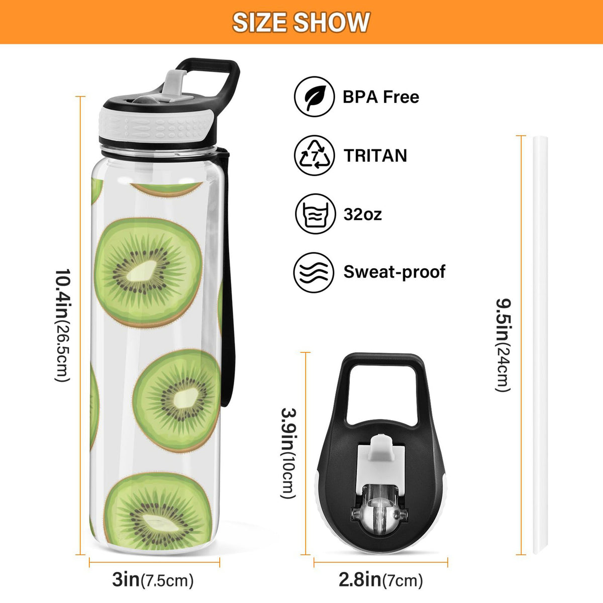 32oz Tritan Leakproof Clear Sports Water Bottle V62788
