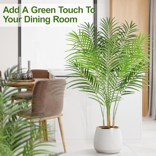 5ft Artificial Palm Tree in Pot with Real Bark Design Faux Areca Palm Tree I538306