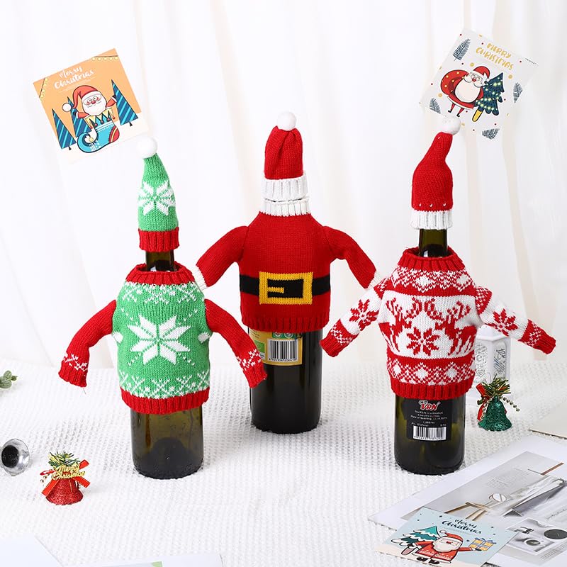3 Pack Christmas Wine Bottle Cover Knitted Sweater A283