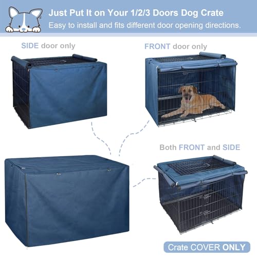 Dog Crate Cover Heavy Duty Polyester Pet Kennel Sunshade 42 inches Black Q558