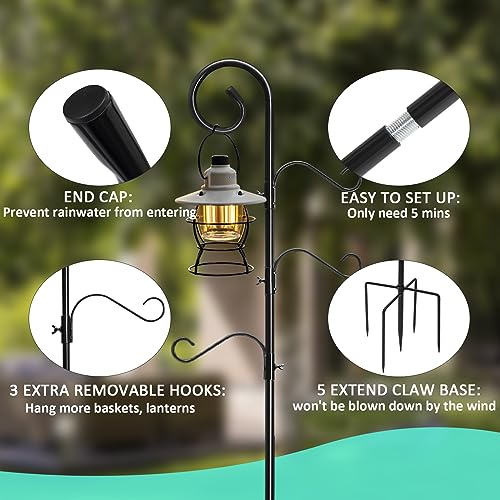 76 Inch 2 Pack Shepherds Hooks with 4 Hooks and Base A54216