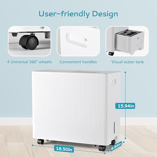 4500 Sq.Ft Energy Star Dehumidifier with Drain Hose, 50 Pint to 110 Pint Dehumidifier with 1.59 Gallon Water Tank W368