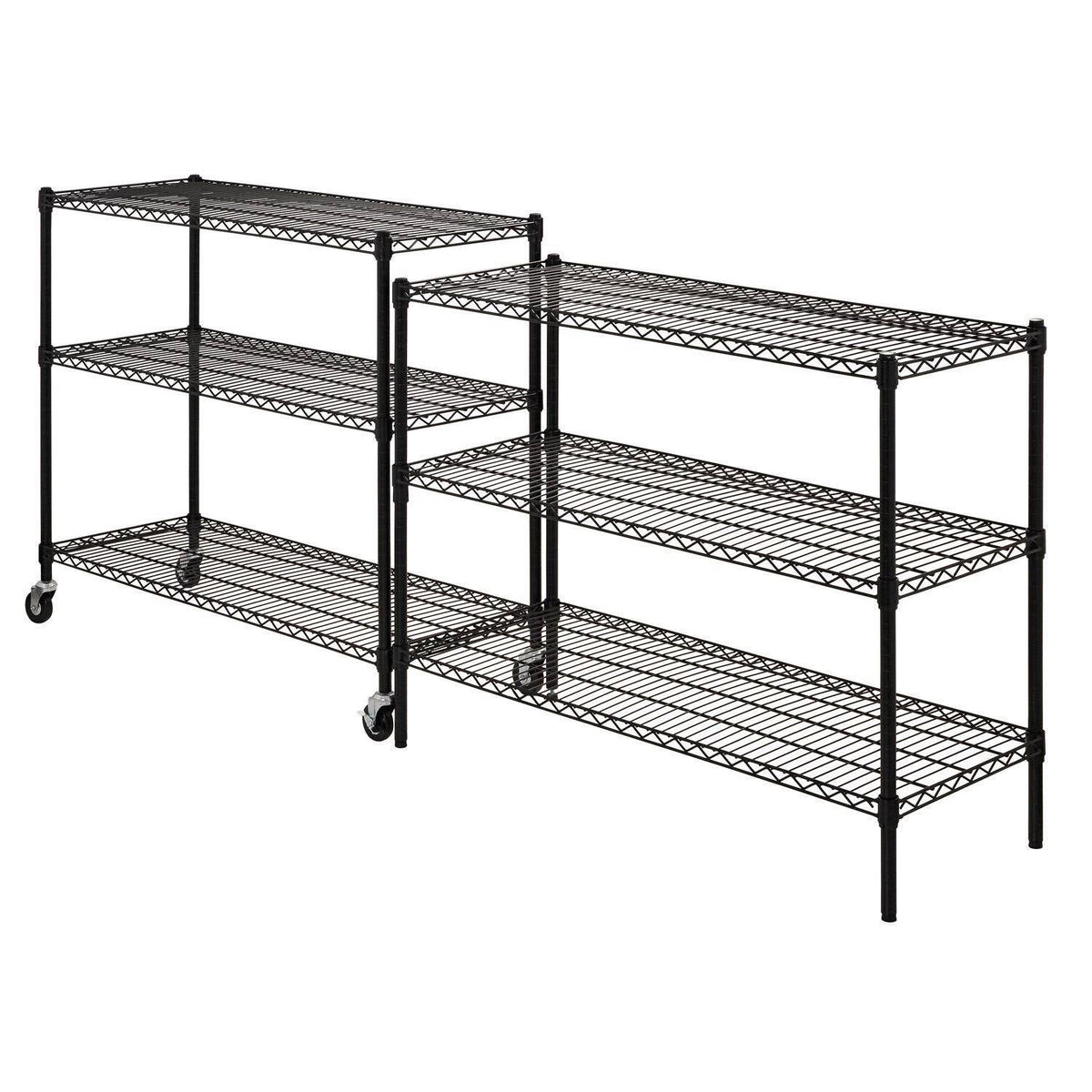 Black 6-Tier Wire Shelving Unit with Rubber Casters J258099