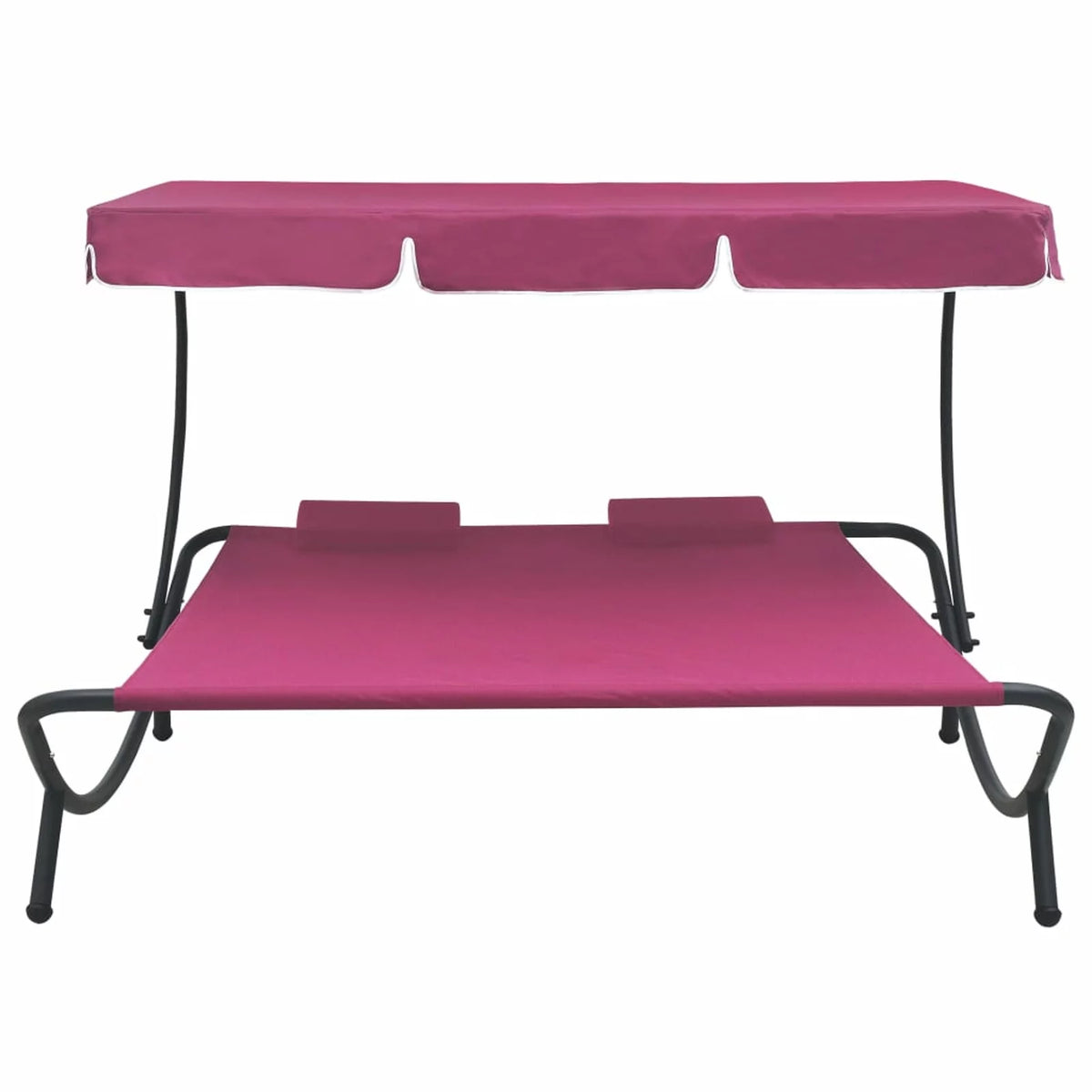 Pink Fabric Steel Outdoor Lounge Bed with Canopy and Pillows I630652