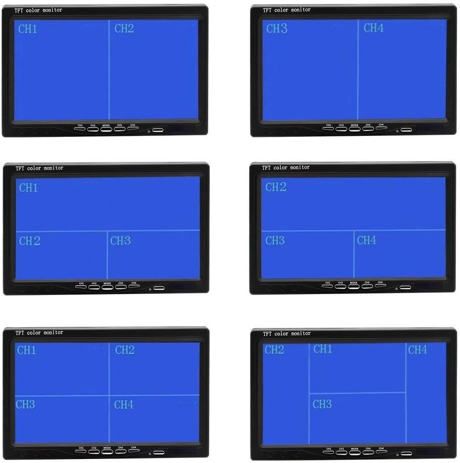 7 LCD Split Screen Backup Camera Monitor Kit with 4 Rear Cameras T553