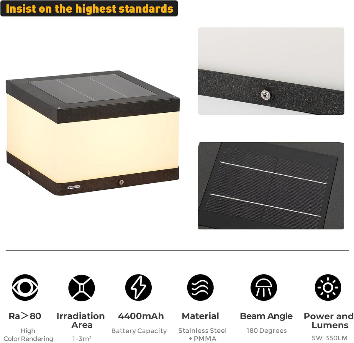 Outdoor Solar Post Cap Light with Waterproof IP54 E590