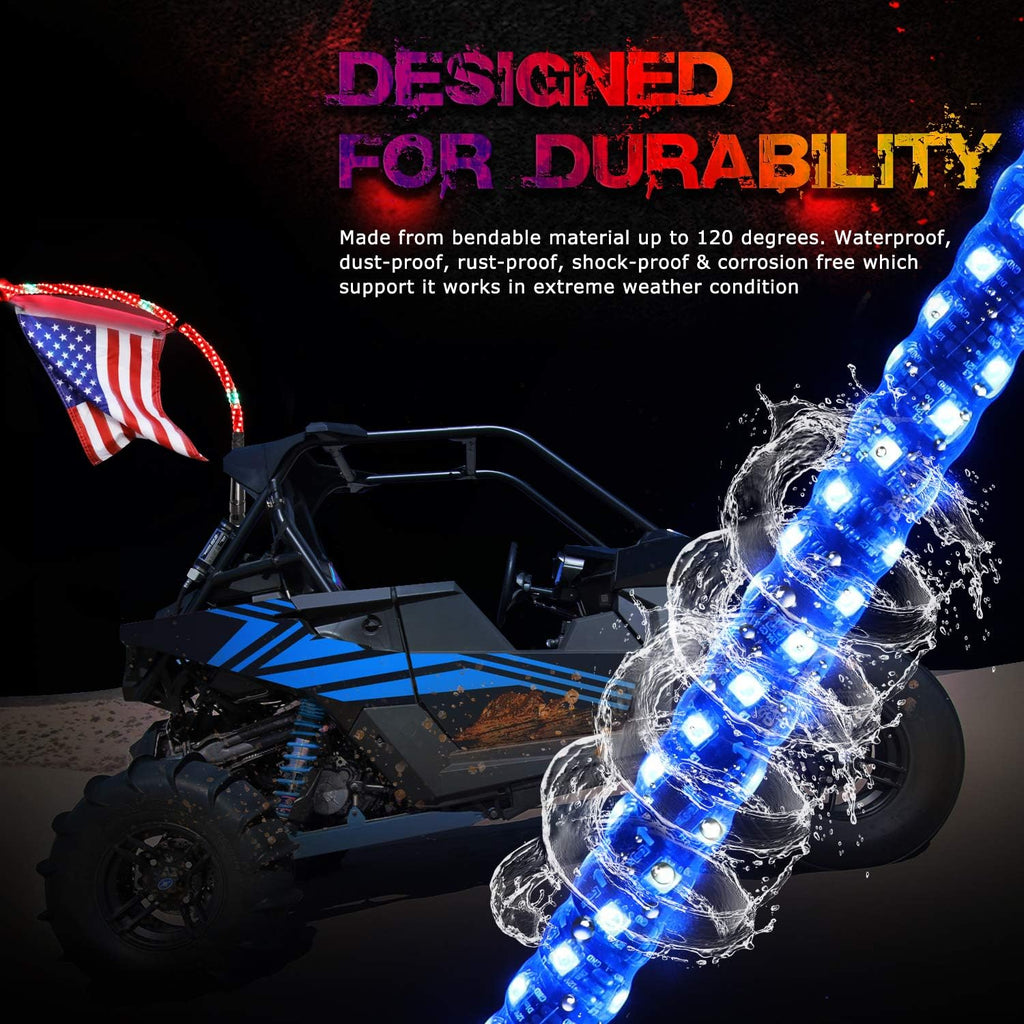 Pack of 2 LED RGB Whip Lights for Offroad UTV ATV X3885