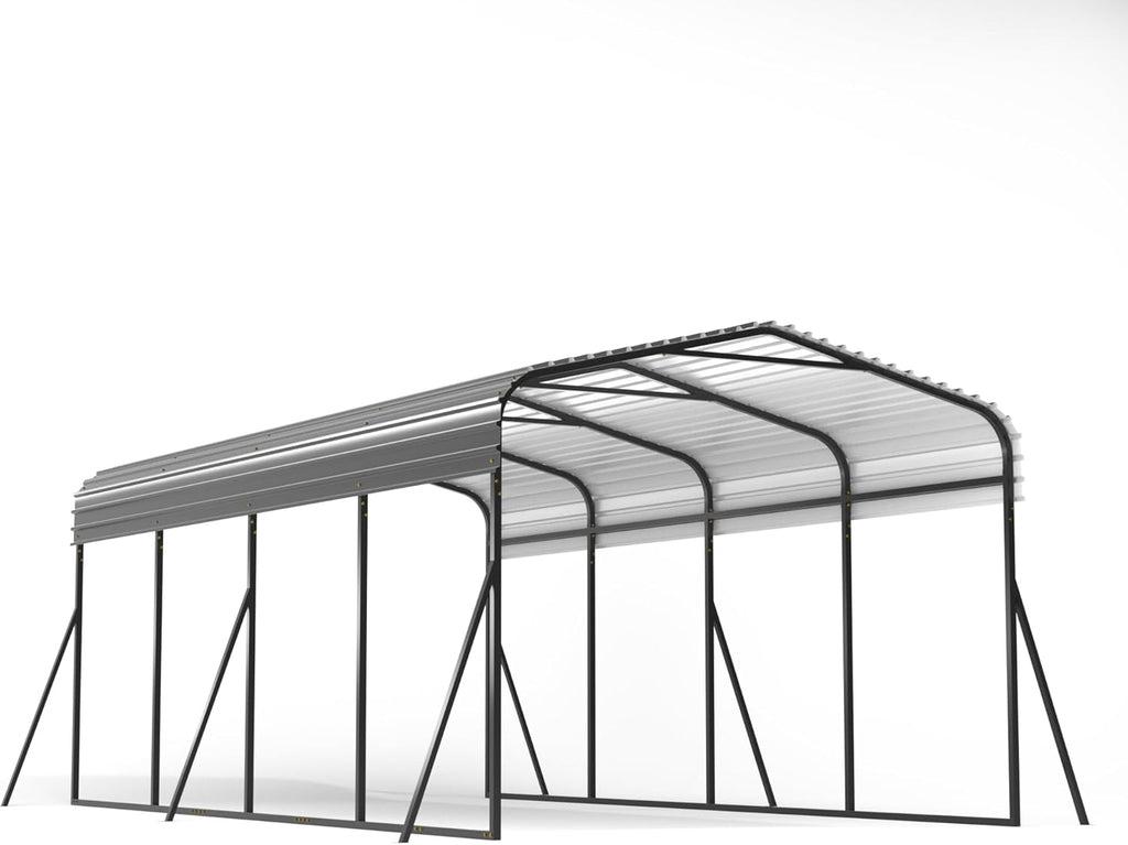 Grey Heavy Duty Galvanized Steel Carport Canopy 12x20 FT X70825