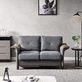 Dark Grey Faux Leather & Linen Sectional Sofa Set Q58127