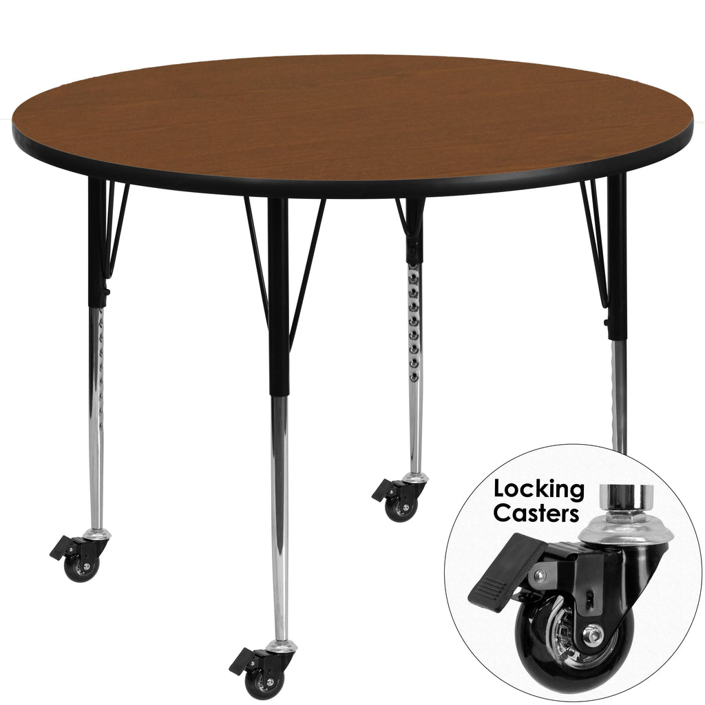 Mobile Round Oak Laminate Activity Table D10134