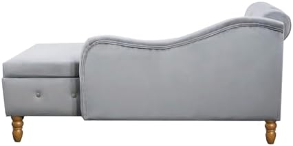 Velvet Chaise Lounge Chair with Button Tufted and Lumbar Pillow D4986