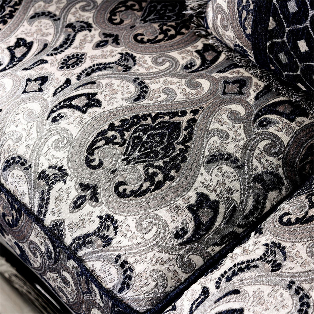 Chenille Upholstered Loveseat with Pillows in Silver N3918