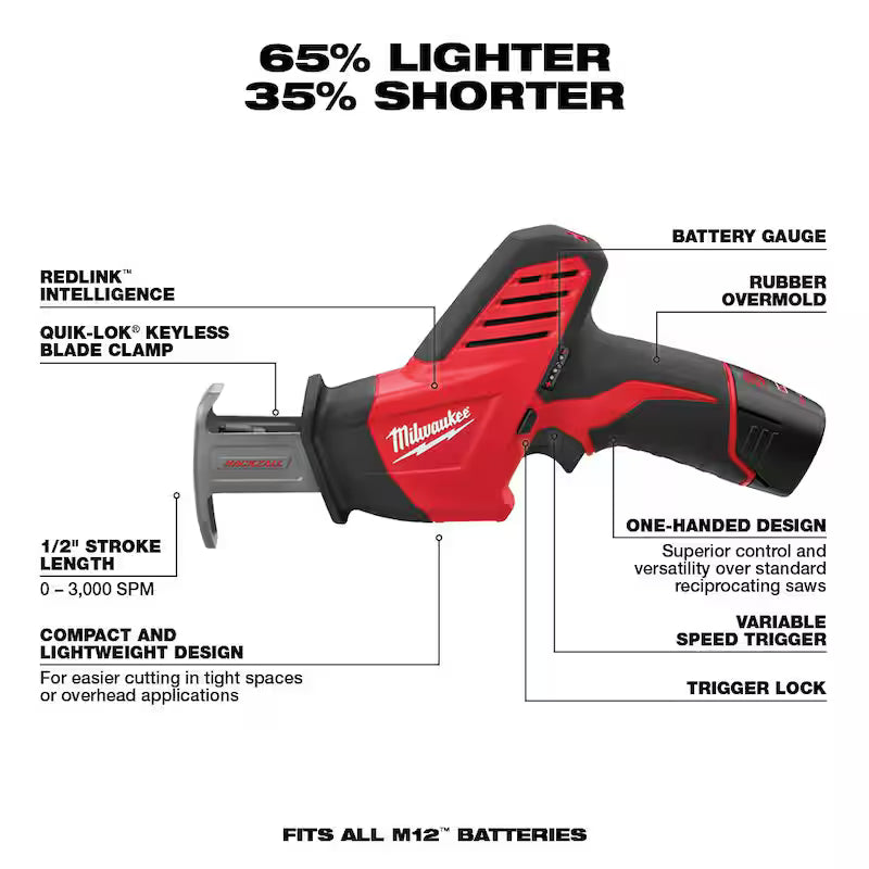12V Cordless Reciprocating Saw Kit with Oscillating Multi-Tool & 6.0Ah Battery Pack F73017