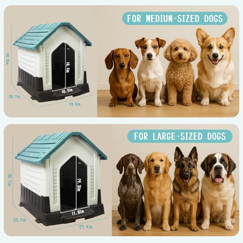 Waterproof Plastic Dog House with Air Vents and Elevated Floor Q8699