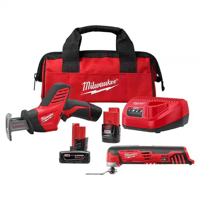 12V Cordless Reciprocating Saw Kit with Oscillating Multi-Tool & 6.0Ah Battery Pack F73017