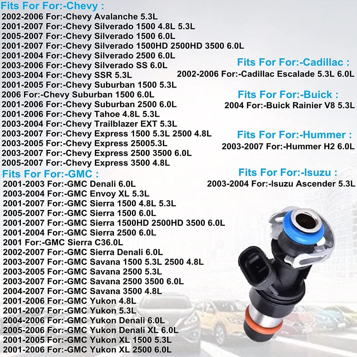 Fuel Injectors 4.8L 5.3L 6.0L Pack of 2 J2376