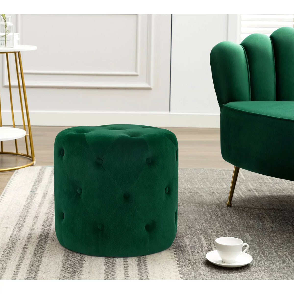 Round Velvet Ottoman R50761