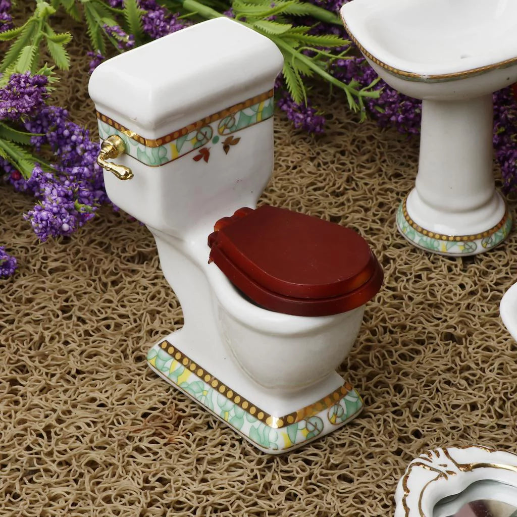 1/12 Scale Mini Furniture Bathtub Toilet Dolls House Accessory N38187