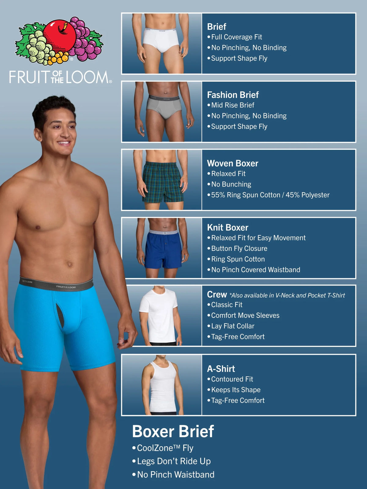 6 Pack Men's CoolZone Boxer Briefs S22900
