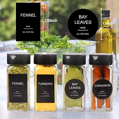24 Pcs 4oz Glass Spice Jars with Black Metal Caps W671