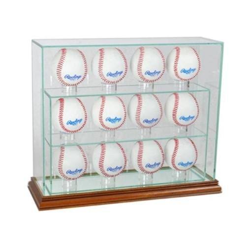 12 Baseball Upright Display Case Walnut S1164